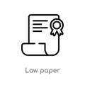 outline law paper vector icon. isolated black simple line element illustration from law and justice concept. editable vector Royalty Free Stock Photo