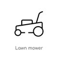 outline lawn mower vector icon. isolated black simple line element illustration from cleaning concept. editable vector stroke lawn Royalty Free Stock Photo