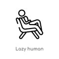 outline lazy human vector icon. isolated black simple line element illustration from feelings concept. editable vector stroke lazy