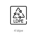 outline 4 ldpe vector icon. isolated black simple line element illustration from user interface concept. editable vector stroke 4