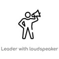 outline leader with loudspeaker vector icon. isolated black simple line element illustration from general concept. editable vector