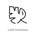 outline leaf monstera vector icon. isolated black simple line element illustration from nature concept. editable vector stroke