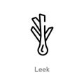 outline leek vector icon. isolated black simple line element illustration from gastronomy concept. editable vector stroke leek Royalty Free Stock Photo