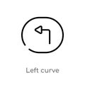outline left curve vector icon. isolated black simple line element illustration from user interface concept. editable vector