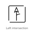 outline left intersection vector icon. isolated black simple line element illustration from maps and flags concept. editable