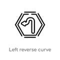 outline left reverse curve vector icon. isolated black simple line element illustration from user interface concept. editable Royalty Free Stock Photo