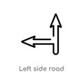 outline left side road vector icon. isolated black simple line element illustration from maps and flags concept. editable vector Royalty Free Stock Photo