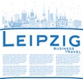 Outline Leipzig Germany City Skyline with Blue Buildings and Cop