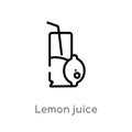 outline lemon juice vector icon. isolated black simple line element illustration from drinks concept. editable vector stroke lemon Royalty Free Stock Photo