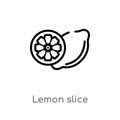 outline lemon slice vector icon. isolated black simple line element illustration from food concept. editable vector stroke lemon Royalty Free Stock Photo