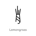 outline lemongrass vector icon. isolated black simple line element illustration from nature concept. editable vector stroke Royalty Free Stock Photo