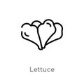 outline lettuce vector icon. isolated black simple line element illustration from fruits concept. editable vector stroke lettuce Royalty Free Stock Photo