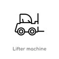 outline lifter machine vector icon. isolated black simple line element illustration from buildings concept. editable vector stroke Royalty Free Stock Photo