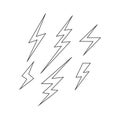 Outline Lightning bolt Flash vector icon