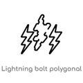 outline lightning bolt polygonal vector icon. isolated black simple line element illustration from geometry concept. editable