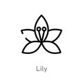 outline lily vector icon. isolated black simple line element illustration from nature concept. editable vector stroke lily icon on Royalty Free Stock Photo