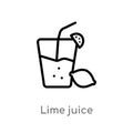 outline lime juice vector icon. isolated black simple line element illustration from summer concept. editable vector stroke lime