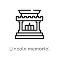 outline lincoln memorial vector icon. isolated black simple line element illustration from buildings concept. editable vector