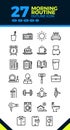 Outline line black set icon illustration morning wake up activity concept for web or infographic