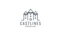 Outline line castle build logo vector icon illustration design