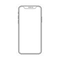 Outline line drawing modern smartphone. Elegant thin stroke line style design.