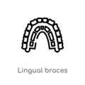 outline lingual braces vector icon. isolated black simple line element illustration from dentist concept. editable vector stroke