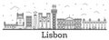 Outline Lisbon Portugal City Skyline with Historic Buildings Iso