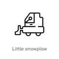 outline little snowplow vector icon. isolated black simple line element illustration from construction concept. editable vector