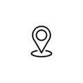 Outline location icon. GPS pointer. Map pin. Navigator guide. Vector line simple button.