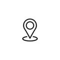 Outline location icon. GPS pointer. Map pin. Navigator guide. Vector line simple button.