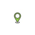 Outline location icon. GPS pointer. Map pin. Navigator guide. Vector line simple button Royalty Free Stock Photo
