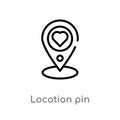 outline location pin vector icon. isolated black simple line element illustration from signs concept. editable vector stroke