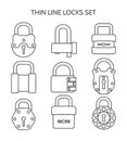 Outline lock icons set Royalty Free Stock Photo