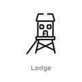 outline lodge vector icon. isolated black simple line element illustration from camping concept. editable vector stroke lodge icon