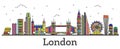 Outline London England City Skyline with Color Buildings Isolate