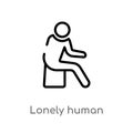outline lonely human vector icon. isolated black simple line element illustration from feelings concept. editable vector stroke Royalty Free Stock Photo
