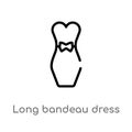 outline long bandeau dress vector icon. isolated black simple line element illustration from clothes concept. editable vector