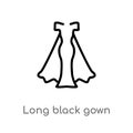 outline long black gown vector icon. isolated black simple line element illustration from fashion concept. editable vector stroke