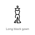 outline long black gown vector icon. isolated black simple line element illustration from woman clothing concept. editable vector