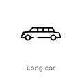 outline long car vector icon. isolated black simple line element illustration from transport concept. editable vector stroke long