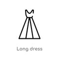 outline long dress vector icon. isolated black simple line element illustration from fashion concept. editable vector stroke long