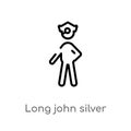 outline long john silver vector icon. isolated black simple line element illustration from literature concept. editable vector