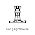 outline long lighthouse vector icon. isolated black simple line element illustration from nautical concept. editable vector stroke