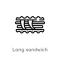 outline long sandwich vector icon. isolated black simple line element illustration from bistro and restaurant concept. editable