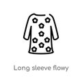 outline long sleeve flowy dress vector icon. isolated black simple line element illustration from fashion concept. editable vector