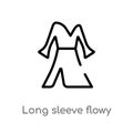 outline long sleeve flowy dress vector icon. isolated black simple line element illustration from woman clothing concept. editable