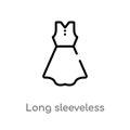outline long sleeveless dress vector icon. isolated black simple line element illustration from clothes concept. editable vector