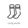 outline long socks vector icon. isolated black simple line element illustration from sports concept. editable vector stroke long