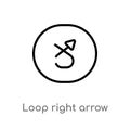 outline loop right arrow vector icon. isolated black simple line element illustration from user interface concept. editable vector Royalty Free Stock Photo