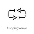 outline looping arrow vector icon. isolated black simple line element illustration from arrows concept. editable vector stroke Royalty Free Stock Photo